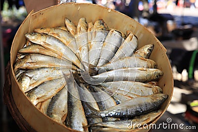 Sardines on Street Market Stock Photo