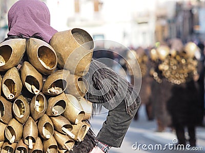 Sardinia carnival tradition with Issohadores and mamuthones mask Editorial Stock Photo