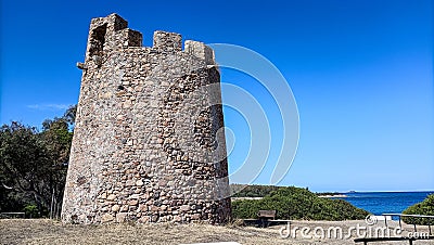 Sardinia. Pula. Tower of Cala d'Ostia, 18th century Editorial Stock Photo