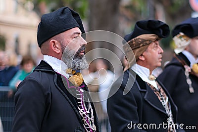 Sardinian men at Saint Efisio Feast festival parade Editorial Stock Photo