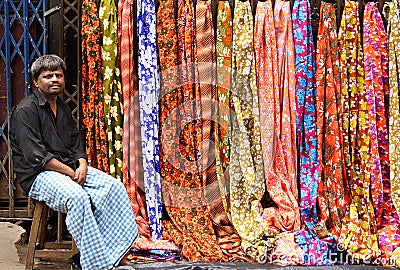 Sari seller Editorial Stock Photo