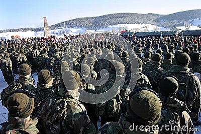 Turkish soldiers at Sarikamis Allahuekber Mountains Editorial Stock Photo