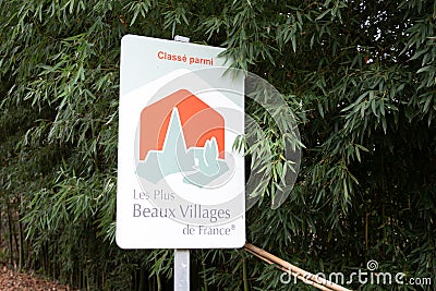 Les plus beaux villages de France logo text label and brand sign in french for old most Editorial Stock Photo