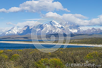 Sarmiento Lake view, Torres del Paine, Chile Stock Photo