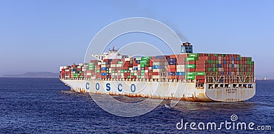 Container ship COSCO PRIDE. Editorial Stock Photo