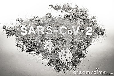 Sars-CoV-2, Covid-19, Coronavirus disease virus germ, microbe and microorganism in ash, dirt, dust Stock Photo