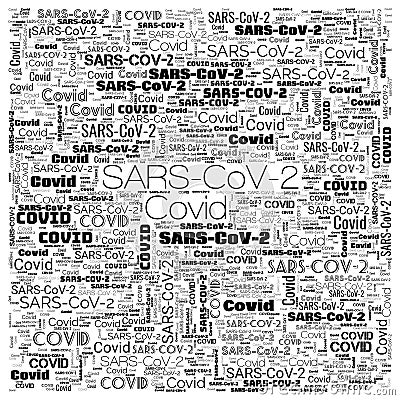 SARS-COV-2 Covid Text Letters Abstract Background Illustration Stock Photo