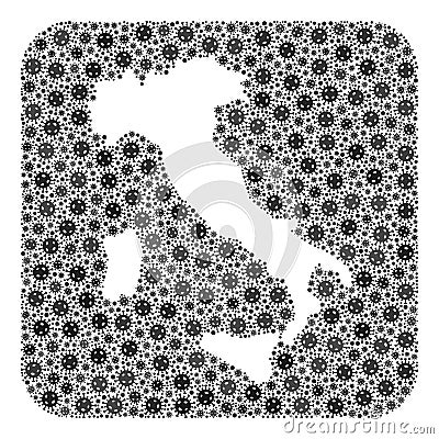 Map of Italy - SARS Virus Mosaic with Subtracted Space Stock Photo