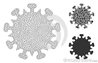 SARS Virus Vector Mesh Wire Frame Model and Triangle Mosaic Icon Vector Illustration