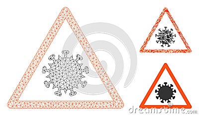 SARS Virus Warning Vector Mesh Carcass Model and Triangle Mosaic Icon Vector Illustration