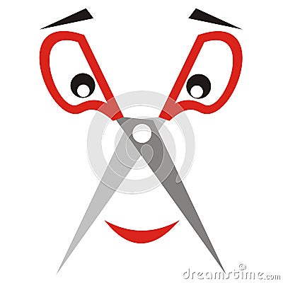 Sartorial scissors with eyes and mouth Vector Illustration