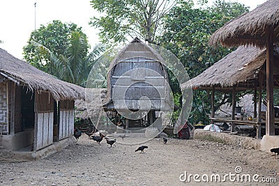 Sasak tribe house in Ende Traditional Village, Lombok Stock Photo