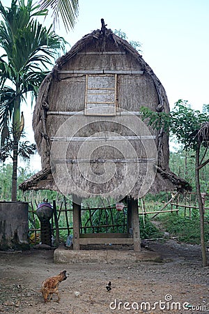 Sasak tribe house in Ende Traditional Village, Lombok. Stock Photo