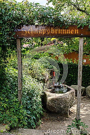City Schnapsbrunnen in Sasbachwalden, Black Forest Editorial Stock Photo