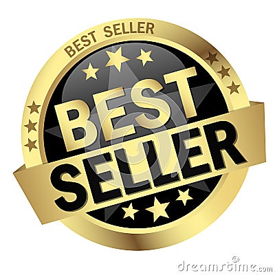 Button with Banner Best Seller Vector Illustration
