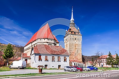Saschiz fortified church, Transylvania, Romania Editorial Stock Photo
