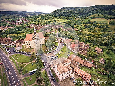 Saschiz saxon village and fortified Church in Transylvania Editorial Stock Photo