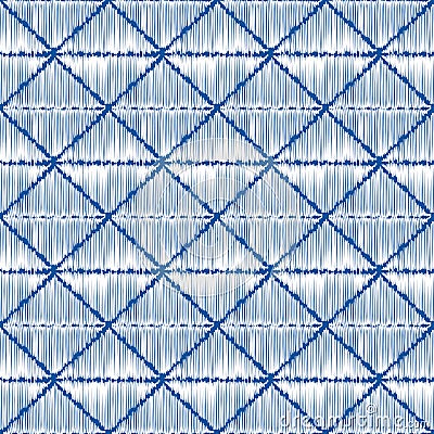 Sashiko seamless indigo dye pattern with traditional white Japanese embroidery Vector Illustration