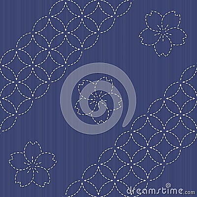 Sashiko seamless pattern. Seamless vector. Japanese Embroidery Ornament. Vector Illustration