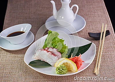 Sashimi with octopus slices Stock Photo