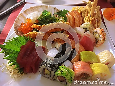 Sashimi, Sushi, sushi roll, Mixed sushi, japans food Stock Photo
