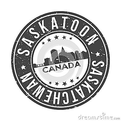 Saskatoon Canada America Stamp. Logo Icon Symbol Design Skyline City Vector. Vector Illustration