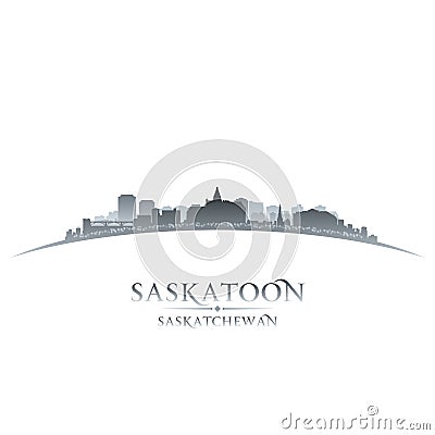 Saskatoon Saskatchewan Canada city skyline silhouette white back Vector Illustration