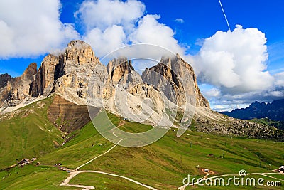 Sassolungo group in Dolomites Stock Photo