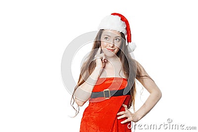 Sassy dreamy miss santa thinking Stock Photo