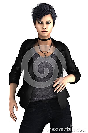 Sassy Young Woman in Paranormal Fantasy Pose Isolated Stock Photo