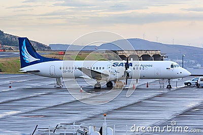 SATA propeller plane Editorial Stock Photo