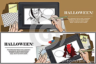 Satan reminds about Halloween. Vector Illustration