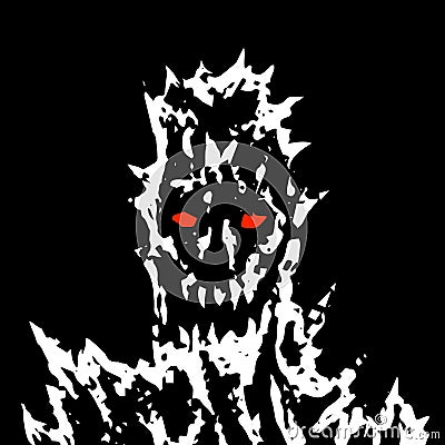 Satanic monster face with sharp thorns. Vector illustration. Vector Illustration