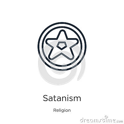 Satanism icon. Thin linear satanism outline icon isolated on white background from religion collection. Line vector satanism sign Vector Illustration