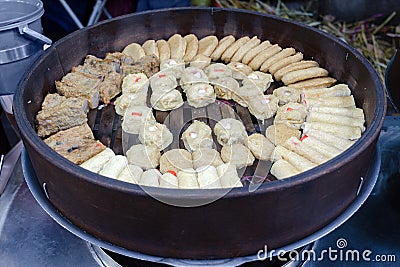 Satay celup or lok lok - traditional Malaysian meal. Stock Photo