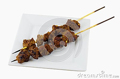 Satay Meat Skewer Stock Photo