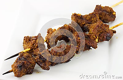 Satay Meat Skewer Stock Photo