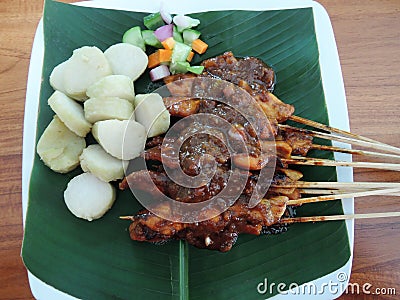 Indonesian Food - Sate Ayam or Chicken Sate Stock Photo