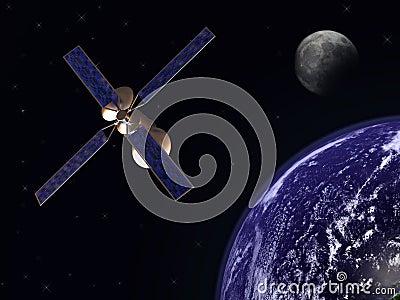 Satelite in earth orbit Stock Photo