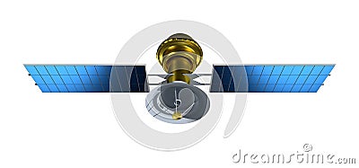 Satelite isolated on white background. Realistic satellite. 3d render satelit illustration Cartoon Illustration