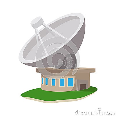 Satellite communication station cartoon icon Vector Illustration