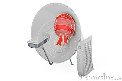 Satellite dish with best choice badge, 3D rendering Stock Photo