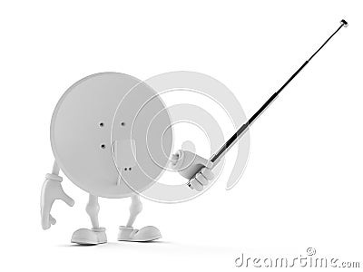 Satellite dish character aiming with pointer stick Cartoon Illustration