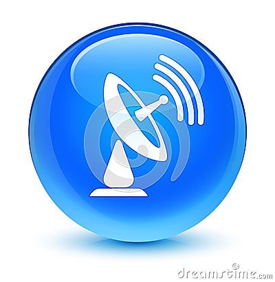 Satellite dish icon glassy cyan blue round button Cartoon Illustration