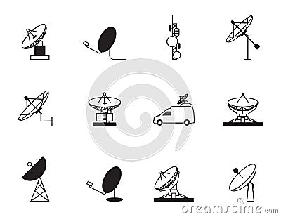 Satellite dish icon set Vector Illustration