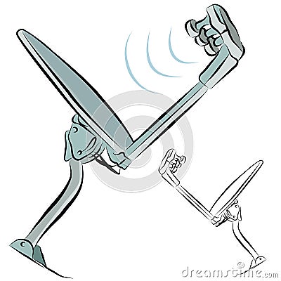 Satellite Dish Line Drawing Vector Illustration