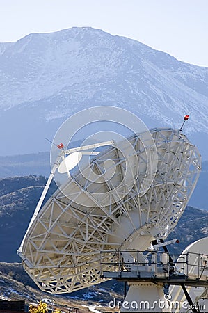 Satellite Dish and Mountain Stock Photo