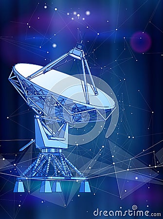 Satellite Dishes Antenna - doppler radar, digital wave Vector Illustration