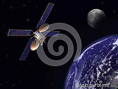 Satellite in earth orbit Stock Photo