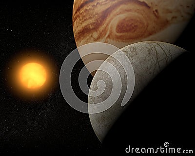 Satellite Europa, Jupiter's moon Stock Photo